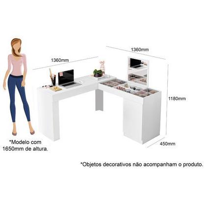 Imagem de Escrivaninha canto mobler penteadeira  star branco fosco