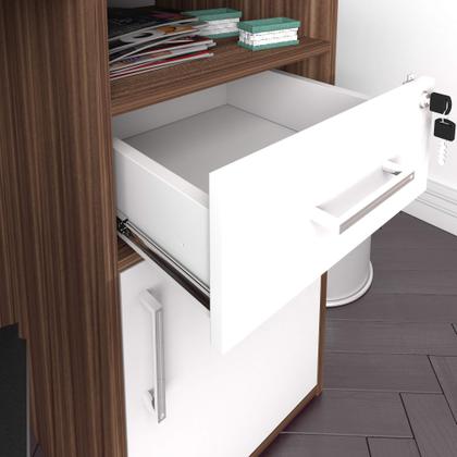 Imagem de Escrivaninha Com 1 Porta e 1 Gaveta Artany Hall Cor Ipê com Branco