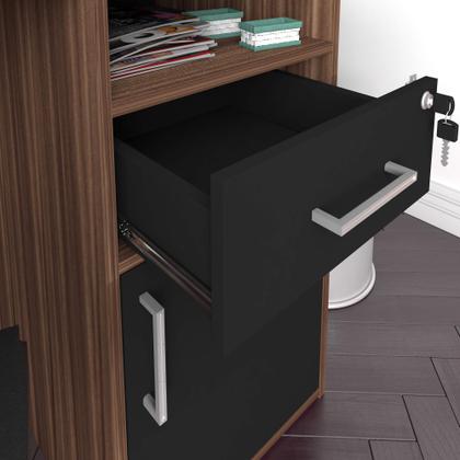 Imagem de Escrivaninha Com 1 Porta e 1 Gaveta Artany Hall Cor Ipe com Preto