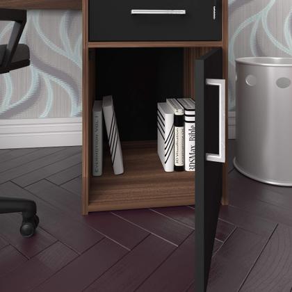 Imagem de Escrivaninha Com 1 Porta e 1 Gaveta Artany Hall Cor Ipe com Preto