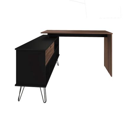 Imagem de Escrivaninha Com 1 Porta e 5 Nichos Artany Dubai Cor Ipê com Preto