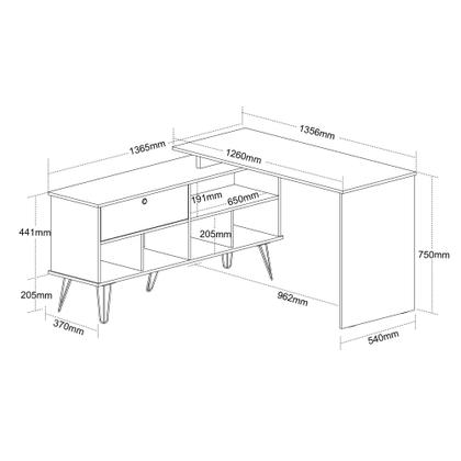 Imagem de Escrivaninha Com 1 Porta e 5 Nichos Artany Dubai Cor Ipê com Preto