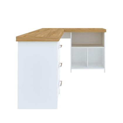 Imagem de Escrivaninha Com 3 Gavetas e 3 Nichos Artany Mali Cor Olmo com Branco