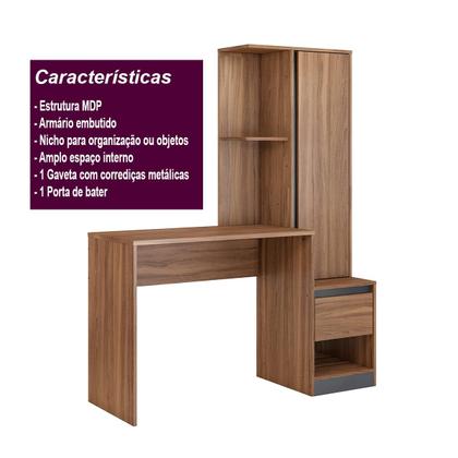 Imagem de Escrivaninha com Armario 1 Porta 1 Gaveta 1 Nicho Office Bélgica