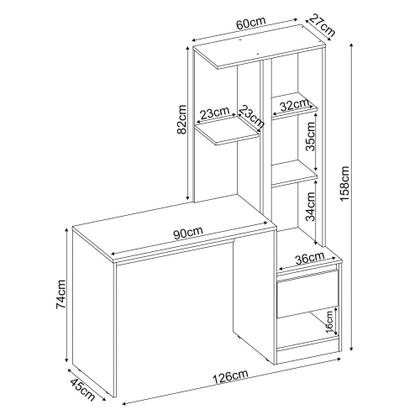 Imagem de Escrivaninha Com Armário 1 Porta 1 Gaveta Office Morada D02 Amendola/Grafito - Mpozenato