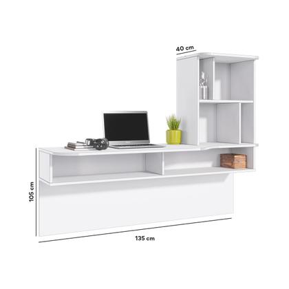 Imagem de Escrivaninha com Estante 3 Prateleiras Lilac Link Moov Branco Fosco Tauari Nobre