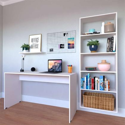 Imagem de Escrivaninha com Estante e Prateleira KitCubos Branca