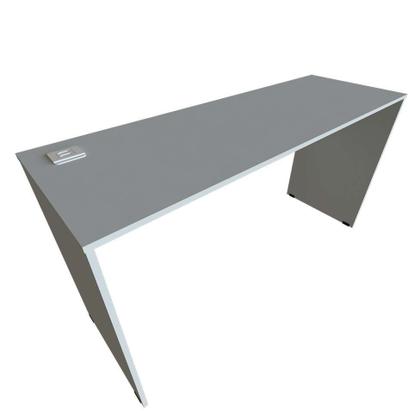 Escrivaninha com Estante e Prateleira KitCubos Cinza Cristal - Bramov Imagem de Escrivaninha com Estante e Prateleira KitCubos Cinza Cristal