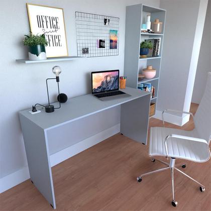 Imagem de Escrivaninha com Estante e Prateleira KitCubos Cinza Cristal