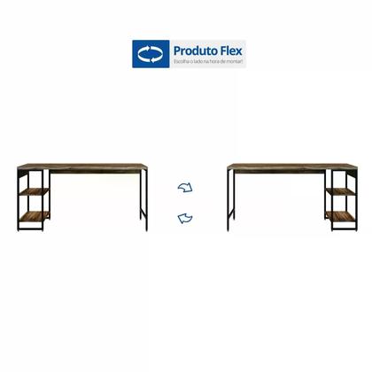Imagem de Escrivaninha com Estante Industrial com 2 Nichos - Nogal/Preto