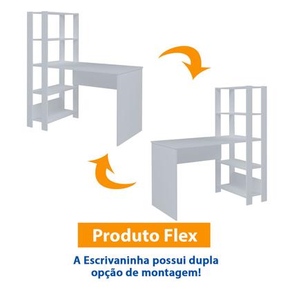 Imagem de Escrivaninha Com Estante Lateral Artely Match Cor Branco