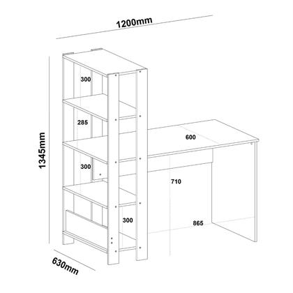 Imagem de Escrivaninha Com Estante Lateral Artely Match Cor Branco