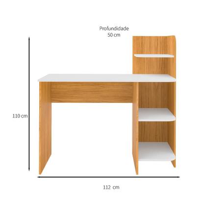 Imagem de Escrivaninha com Estante Link Carvalho e Branca