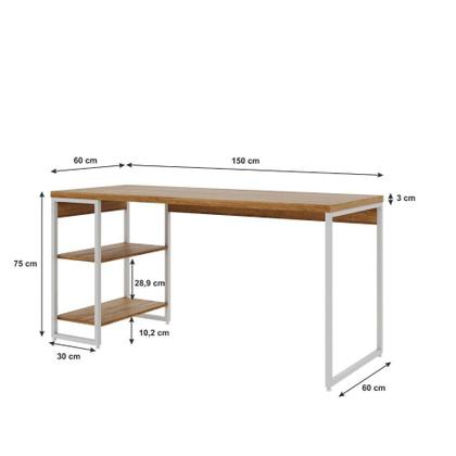 Imagem de Escrivaninha com Estante Studio Mel e Branca 150x75 cm