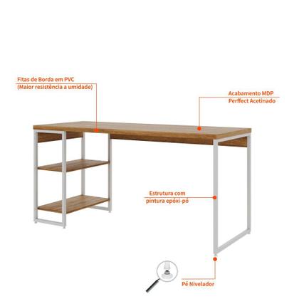 Imagem de Escrivaninha com Estante Studio Mel e Branca 150x75 cm