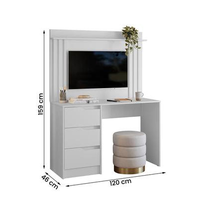 Imagem de Escrivaninha com Painel Doble Ripado 120cm 3 Gavetas