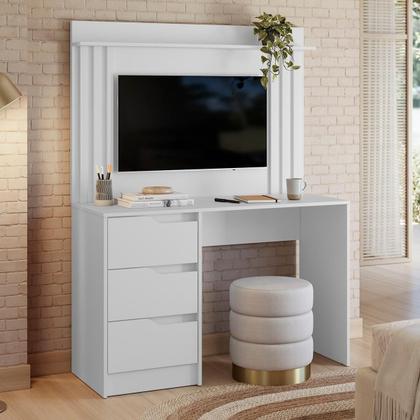 Imagem de Escrivaninha com Painel Doble Ripado 120cm 3 Gavetas