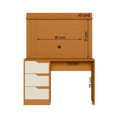 Imagem de Escrivaninha com Painel Doble Ripado 120cm 3 Gavetas