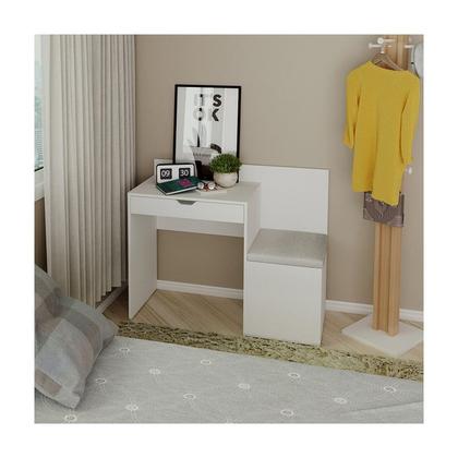 Imagem de Escrivaninha Com Puff 1 Gaveta 107,3x84,5x46,5 cm Branco