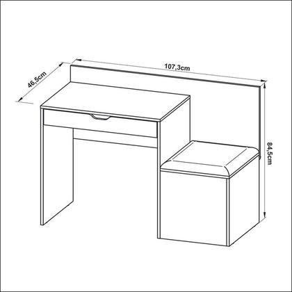 Imagem de Escrivaninha Com Puff 1 Gaveta 107,3x84,5x46,5 cm Nogal