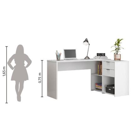 Imagem de Escrivaninha Com Tampo Giratório 2 Gavetas Nt2060 Branco