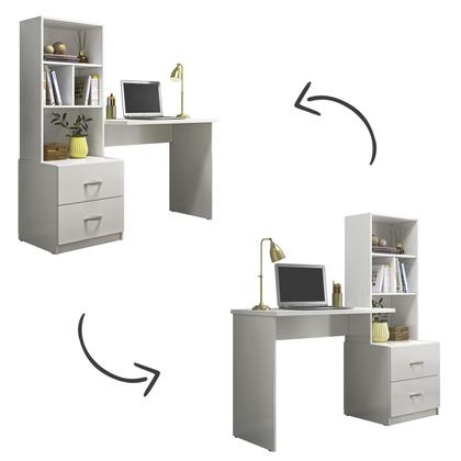 Escrivaninha Cristal com Estante Livreiro Multiuso 2 Gavetas - Peternella Imagem de Escrivaninha Cristal com Estante Livreiro Multiuso 2 Gavetas