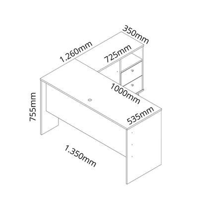 Imagem de Escrivaninha de Canto 2 Gavetas Havana Branco Acetinado - Gelius