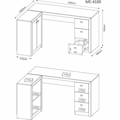 Imagem de Escrivaninha de Canto 3 gavetas 2 Portas Várias Cores ME4100 Tecnomóbili