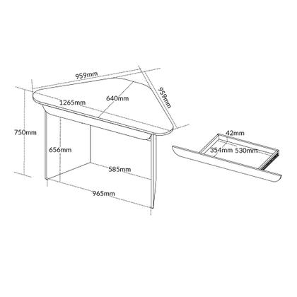 Imagem de Escrivaninha de Canto com Gaveta Trend Cor Branco com Olmo