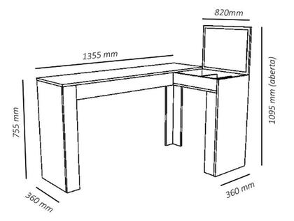 Imagem de Escrivaninha de Canto com Penteadeira Jade Branco Fosco