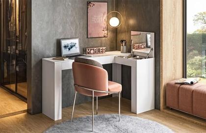 Imagem de Escrivaninha de Canto com Penteadeira Jade Branco Fosco