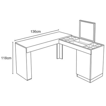 Imagem de Escrivaninha de Canto com Penteadeira Paris Branco Fosco Liso - Fênix
