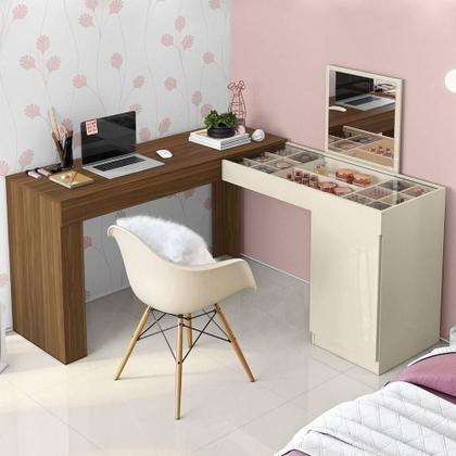 Imagem de Escrivaninha de Canto com Penteadeira Star Freijo/Off White