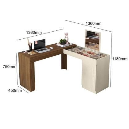 Imagem de Escrivaninha de Canto com Penteadeira Star Freijo/Off White