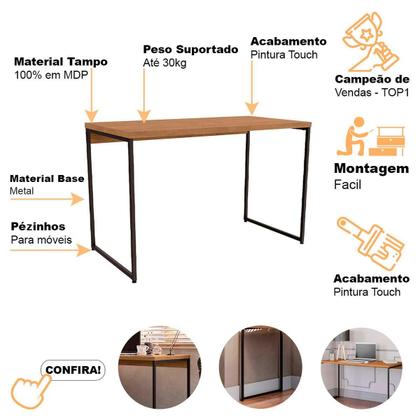 Imagem de Escrivaninha de Escritorio e Quarto 136cm Freijo/Preto Fosco