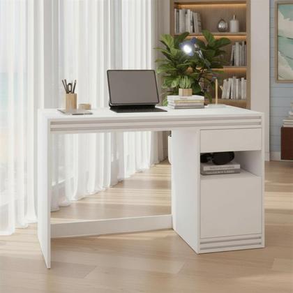 Imagem de Escrivaninha de Estudos 120 Cm com 1 Porta e 1 Gaveta Quarto Home Office Escritório Mesa De Trabalho Organizador Moderna Multiuso
