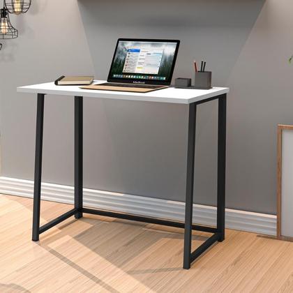 Imagem de Escrivaninha Dobrável Compacta Funcional Industrial Mesa Para Notebook Computador Estudo Home Office