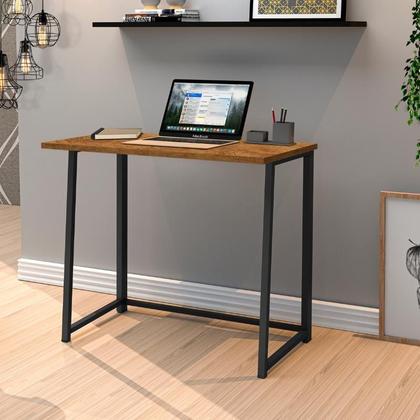 Imagem de Escrivaninha Dobrável Compacta Funcional Industrial Mesa Para Notebook Computador Estudo Home Office