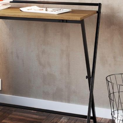 Imagem de Escrivaninha Dobravel Estante 180 Cm Industrial 22X23 Preto Mell PP