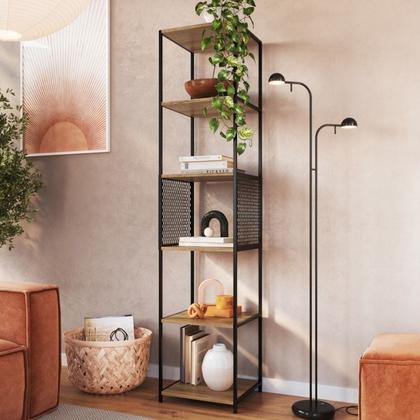 Imagem de Escrivaninha Dobravel Estante 180 Cm Industrial 22X23 Preto Mell PP