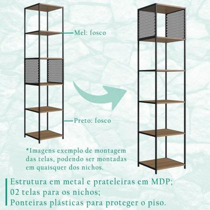 Imagem de Escrivaninha Dobravel Estante 180 Cm Industrial 22X23 Preto Mell PP