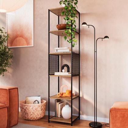 Imagem de Escrivaninha Dobravel Estante 180 Cm Industrial 22x23 Preto Mell Pp Preto Mell