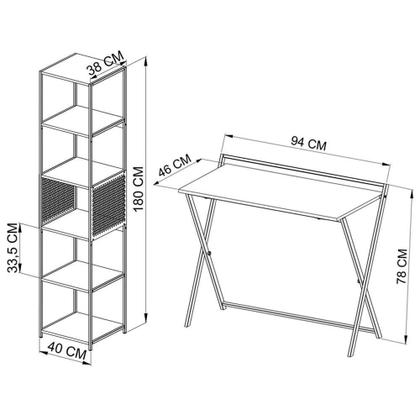 Imagem de Escrivaninha Dobravel Estante 180 Cm Industrial 22x23 Preto Mell Pp Preto Mell