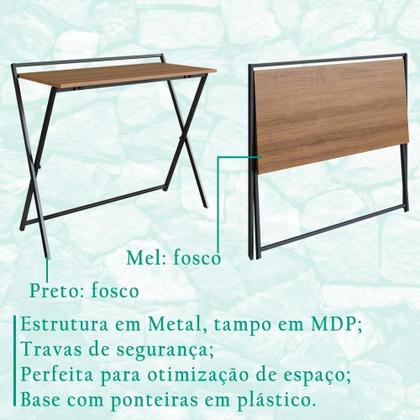 Imagem de Escrivaninha Dobravel Estante 180 Cm Industrial 22x23 Preto Mell Pp Preto Mell