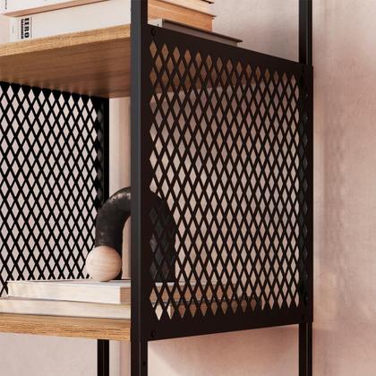 Imagem de Escrivaninha Dobravel Estante 180 Cm Industrial 22x23 Preto Mell Pp Preto Mell