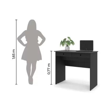 Imagem de Escrivaninha EJ 2 gavetas para Quarto ou Escritório Preta