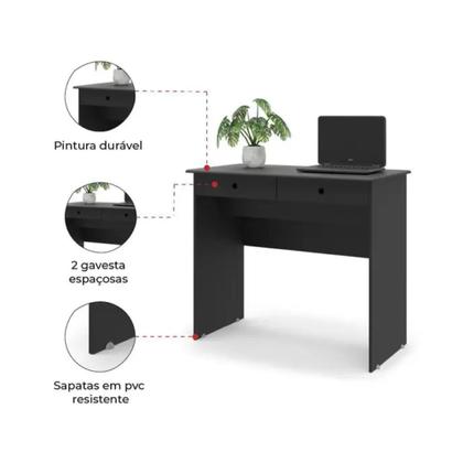 Imagem de Escrivaninha EJ 2 gavetas para Quarto ou Escritório Preta