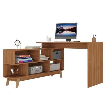 Imagem de Escrivaninha em L 120x136cm 2 Portas com Estante 1 Porta Retrô Espresso Móveis