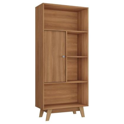 Imagem de Escrivaninha em L 120x136cm 2 Portas com Estante 1 Porta Retrô Espresso Móveis