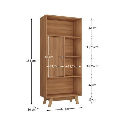 Imagem de Escrivaninha em L 120x136cm 2 Portas com Estante 1 Porta Retrô Espresso Móveis
